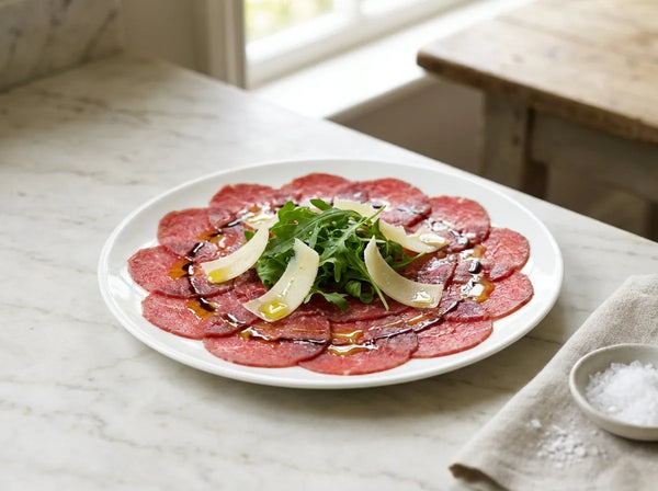 Beef carpaccio with rocket, Parmigiano and aged balsamic