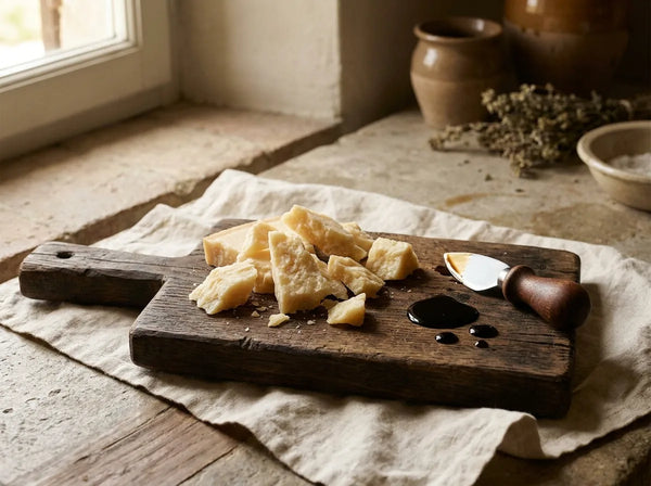 Shards of Parmigiano Reggiano with aged balsamic vinegar