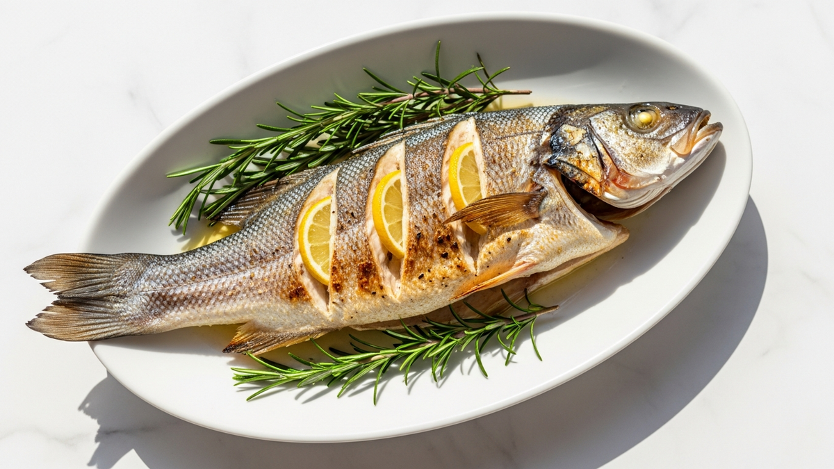 Whole Roasted Sea Bass with Olive Oil & Herbs - The Fine Source