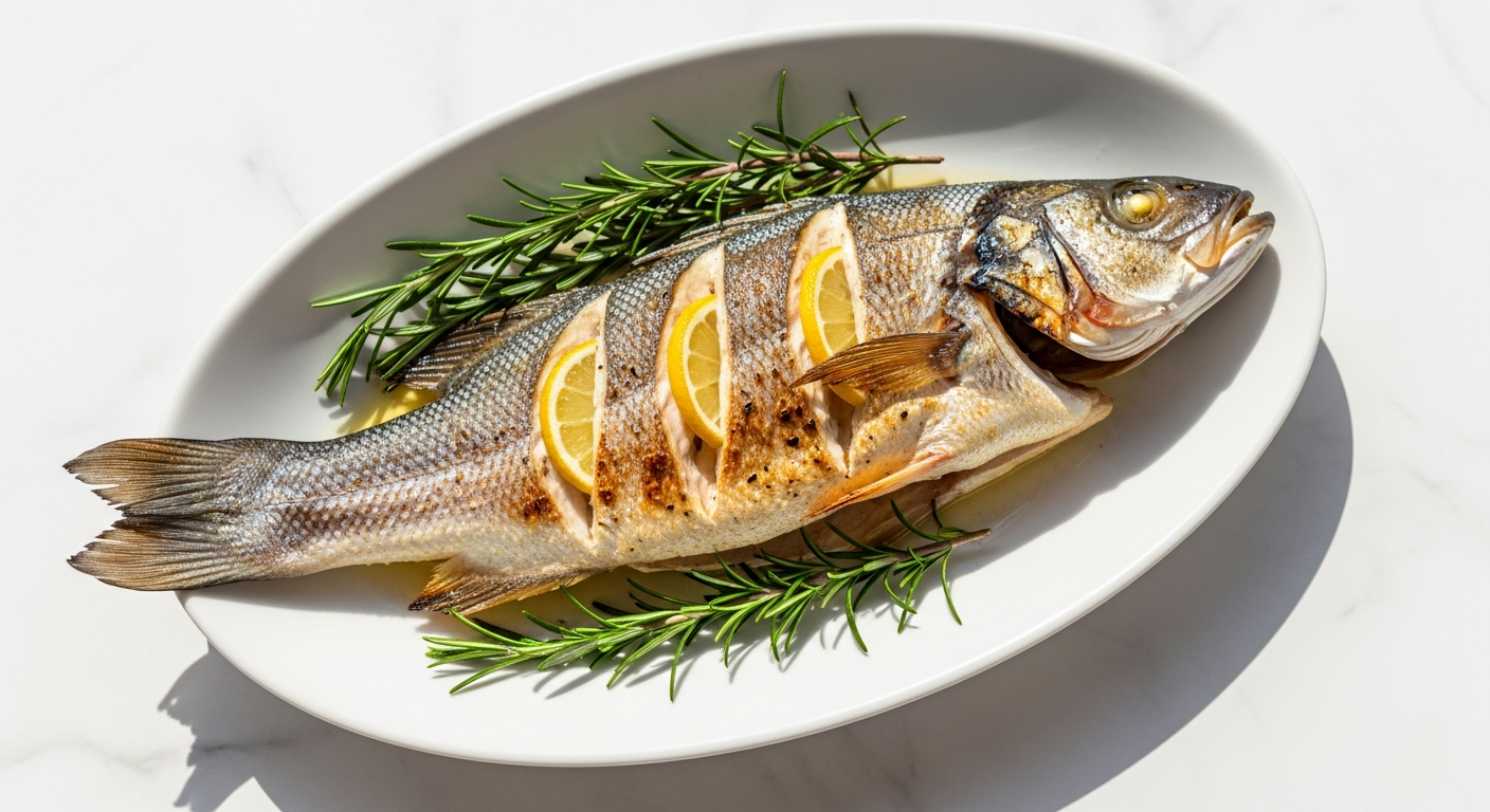 Whole Roasted Sea Bass with Olive Oil & Herbs - The Fine Source
